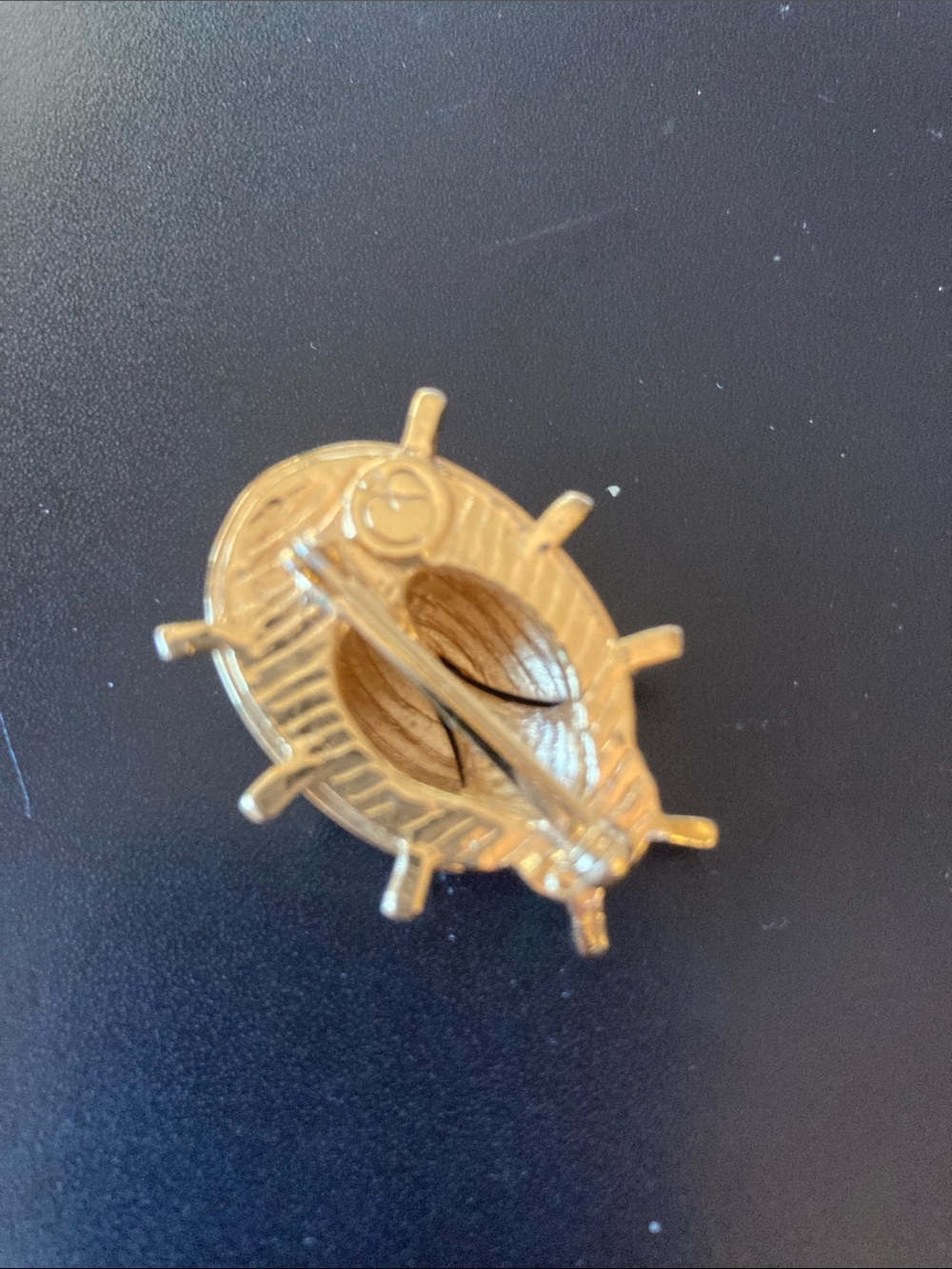 Gold and Black Jeweled Ladybug Brooch - Picture 2 of 2